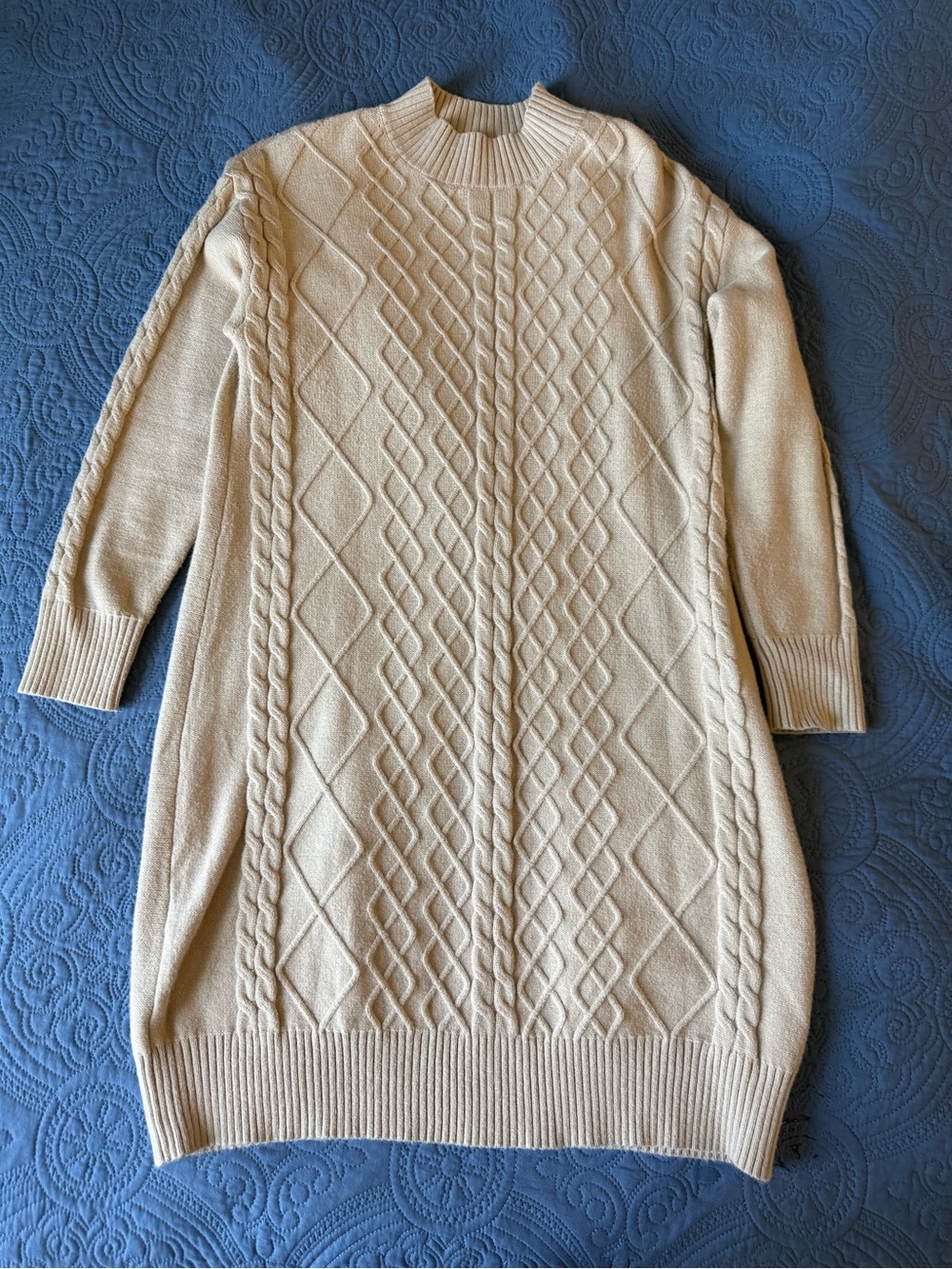 Cream Cable-Knit Women's Sweater Dress
